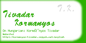 tivadar kormanyos business card